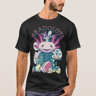 Axolotl Reading Books Readolotl Cute Axolotl Read  T-Shirt
