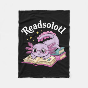 Axolotl readsolotl funny reading cute kawaii fleece blanket