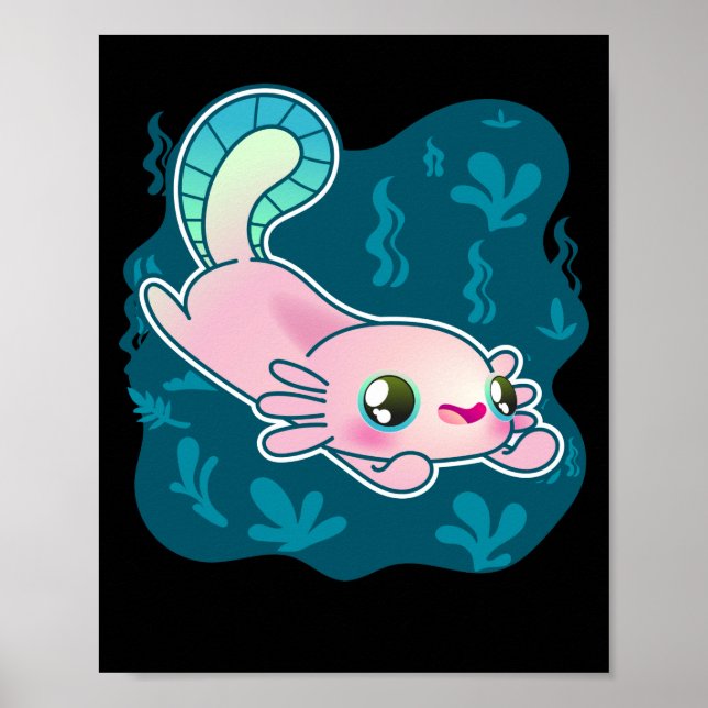 Axolotl Relaxing Relaxolotl Kawaii Poster (Front)
