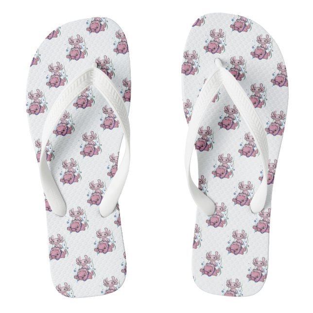 Axolotl Riding Blobfish Flip Flops (Footbed)