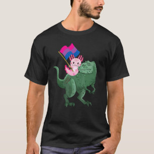 Axolotl Riding Dinosaur Bisexual Flag Bisexuality T-Shirt