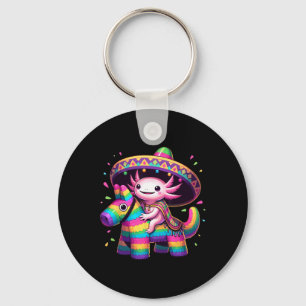 Axolotl Riding Pinata Cinco De Mayo Sombrero Ponch Key Ring