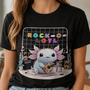 Axolotl Rockstar: Adorable Amphibian Musician T-Shirt