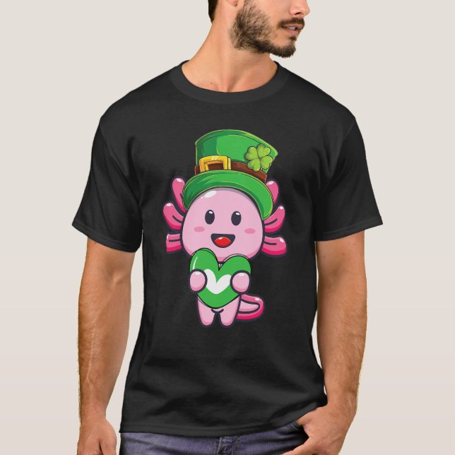 Axolotl Saint Patricks Day Boys Girls Axolotl St P T-Shirt (Front)