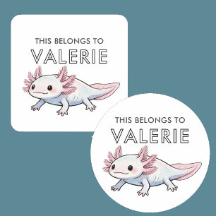 Axolotl Salamander Cute Personalised Belongs To Classic Round Sticker