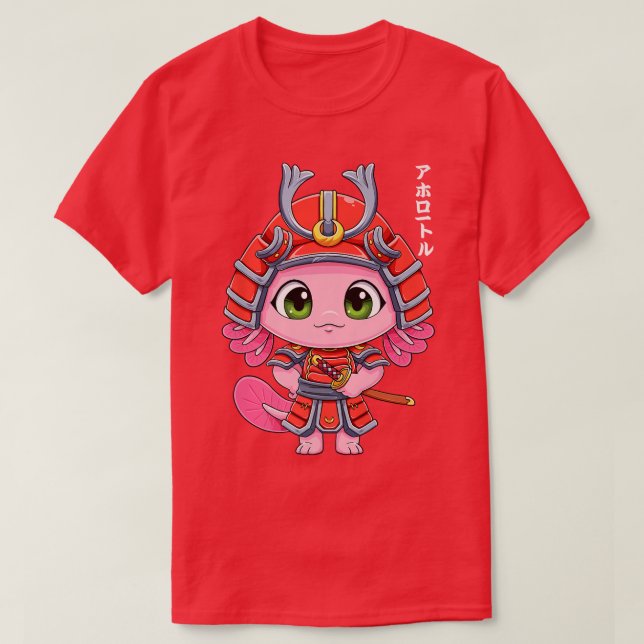 Axolotl Samurai Ronin Japanese Walking Fish Anime  T-Shirt (Design Front)
