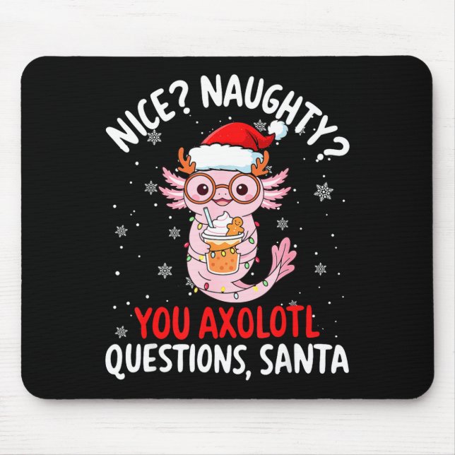 Axolotl Santa Hat Axolotl Questions Christmas Boys Mouse Mat (Front)