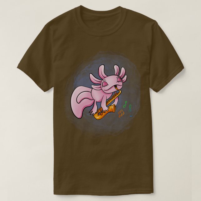 Axolotl Saxophone T-Shirt (Design Front)