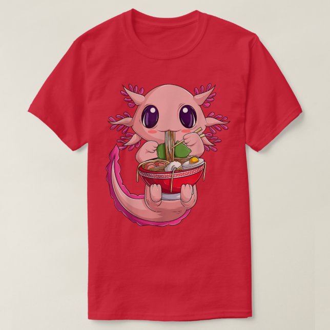 Axolotl Shirt For Women Girls, Japanese Ramen Nood (Design Front)