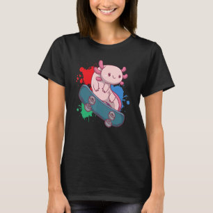 Axolotl Skateboard Salamander Skateboarding T-Shirt