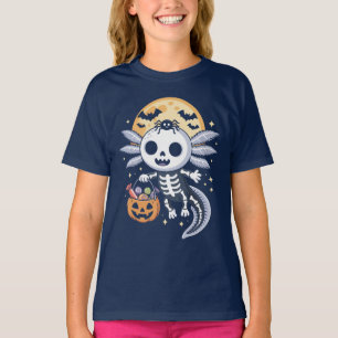 Axolotl Skeleton Halloween Gift Cute Spooky T-Shirt