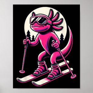 Axolotl Skiing Ski Lover Skier For Men Women Kids Poster