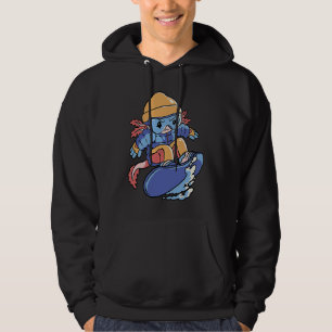 Axolotl Snowboarding Cute Snowboard Axolotl For Ki Hoodie