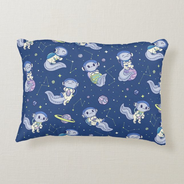 Axolotl Spaceman Pattern  Decorative Cushion (Back)