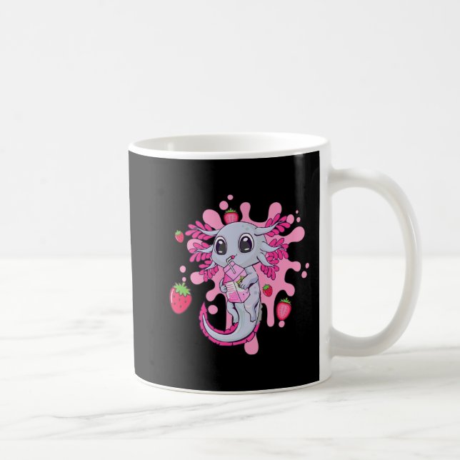 Axolotl Strawberry Milk Cute Kawaii Anime Gift Gir Coffee Mug (Right)