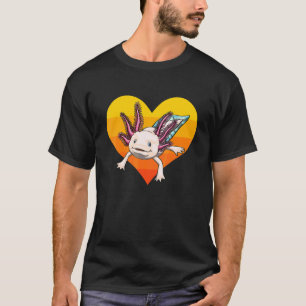 Axolotl Sunset Heart Women Mexican Fish Amphibia T-Shirt