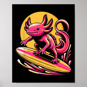Axolotl Surfing Apparel Surfboard Surf Surfer For Poster