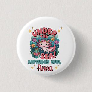 Axolotl Under the Sea Birthday Girl Cute Ocean  3 Cm Round Badge