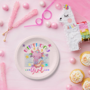 Axolotl Unicorn Birthday Girl Party Theme Colorful Paper Plate