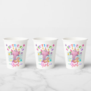 Axolotl Unicorn Birthday Girl Party Theme Colourfu Paper Cups