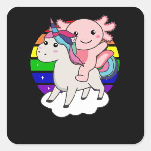 Axolotl Unicorn Rainbow Animals Unicorns Square Sticker