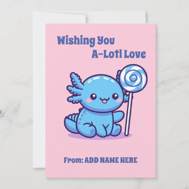 Axolotl Valentines Day Card (Front)