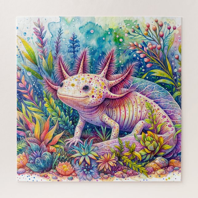 Axolotl Vibrant Watercolor Art Jigsaw Puzzle (Vertical)