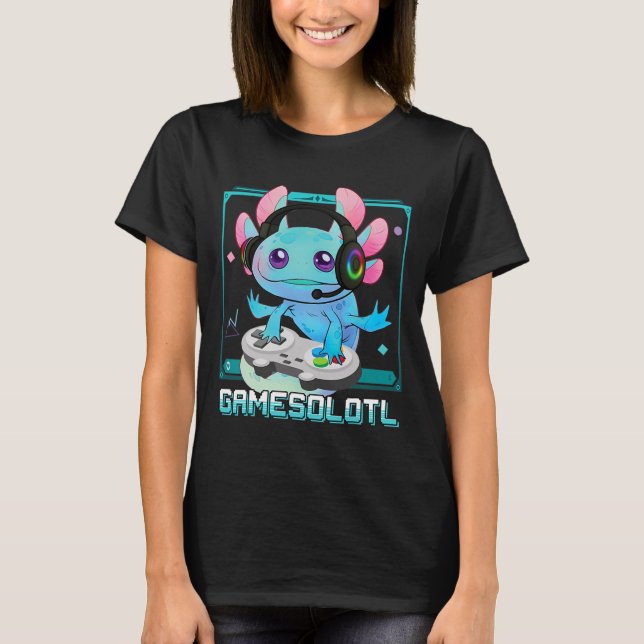 Axolotl Video Gamer Kawaii Pastel Goth Cute Anime  T-Shirt (Front)