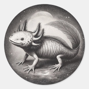 Axolotl Vintage Illustration Natural History Classic Round Sticker