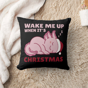 Axolotl Wake Me Up When It's Christmas Throw Pillo Cushion