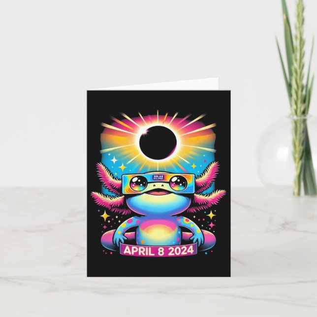 Axolotl Wearing Solar Eclipse Gles April 8 2024  Card (Front)