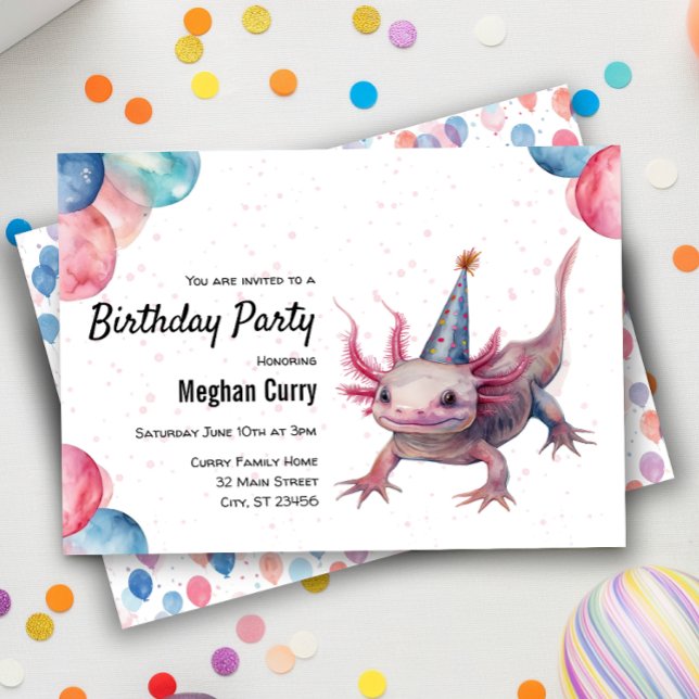 Axolotl Wild Animal Birthday Party Celebration  Invitation (Creator Uploaded)