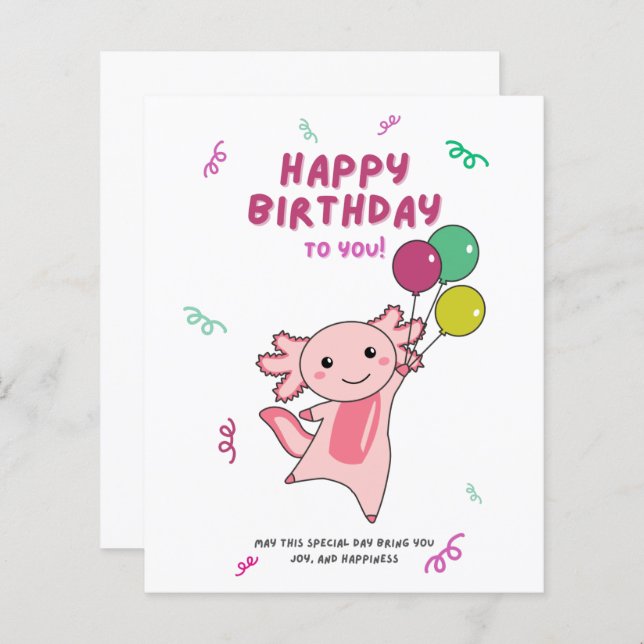 Axolotl Wishes Happy Birthday To You Axolotls (Front/Back)