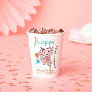 Axolotl Wishes Happy Birthday To You Axolotls Adul Paper Cups