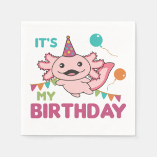 Axolotl Wishes It's My Birthday Cute Axolotls Napk Napkin