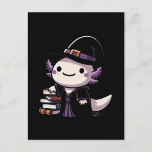 Axolotl Witch - Cute Halloween Postcard