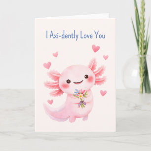 Axolotl With a Bouquet Salamander love Holiday Card