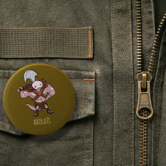Axolotl With An Axe Gladiator Warrior Artwork 6 Cm Round Badge
