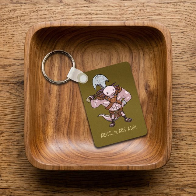 Axolotl With An Axe Gladiator Warrior Artwork Key Ring (Creator Uploaded)