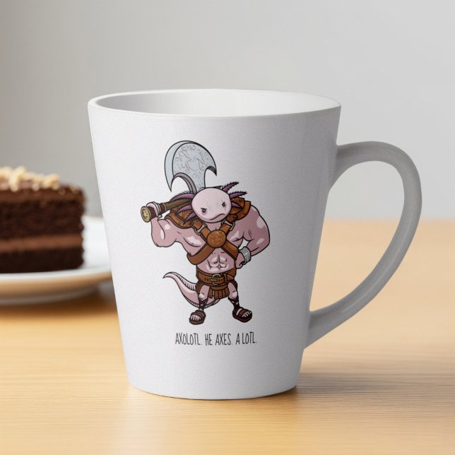 Axolotl With An Axe Gladiator Warrior Artwork Latte Mug (Creator Uploaded)