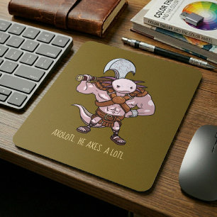 Axolotl With An Axe Gladiator Warrior Artwork Mouse Mat