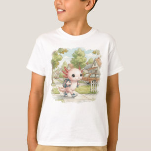 Axolotl with Backpack – Watercolor Kids’ T-Shirt
