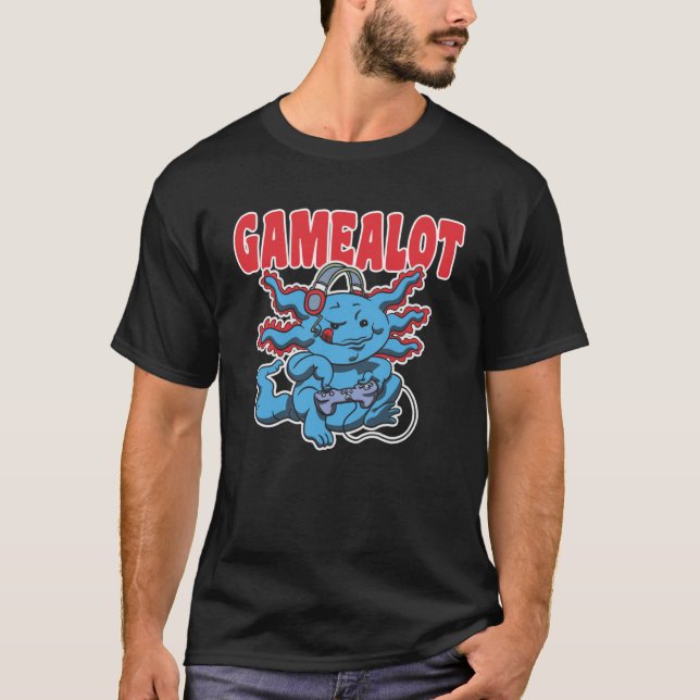 Axolotl with controller and the saying Gamealot T-Shirt (Front)