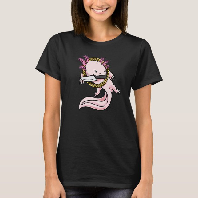 Axolotl With Knife Fish Lover Funny Premium T-Shirt (Front)