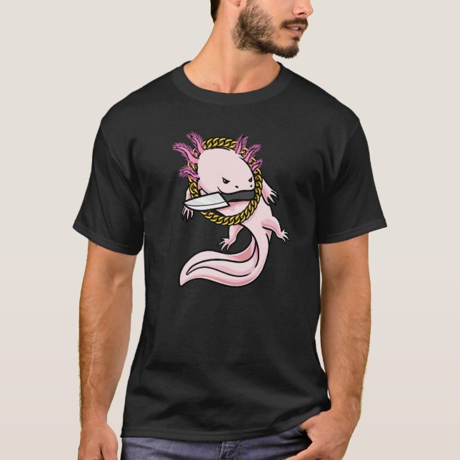 Axolotl With Knife Fish Lover Funny Premium T-Shirt (Front)