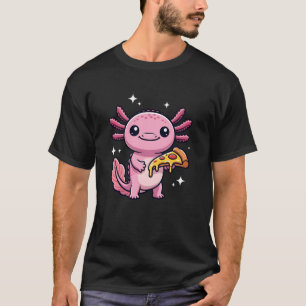 Axolotl with Pizza Kawaii Salamander Cartoon T-Shirt