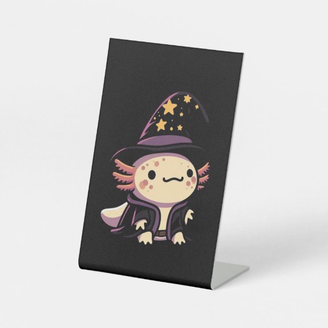 Axolotl Wizard - Fantasy Pet Pedestal Sign (Front)