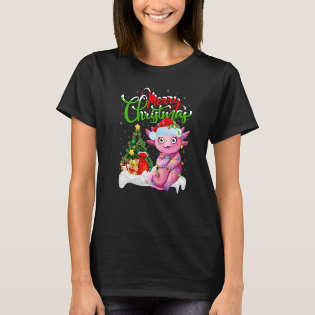 Axolotl  Xmas Decorations Santa Axolotl Christmas T-Shirt (Front)