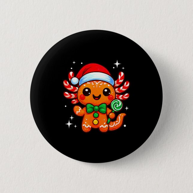 Axolotl Xmas Hat Santa Cute Funny Christmas Pajama 6 Cm Round Badge (Front)