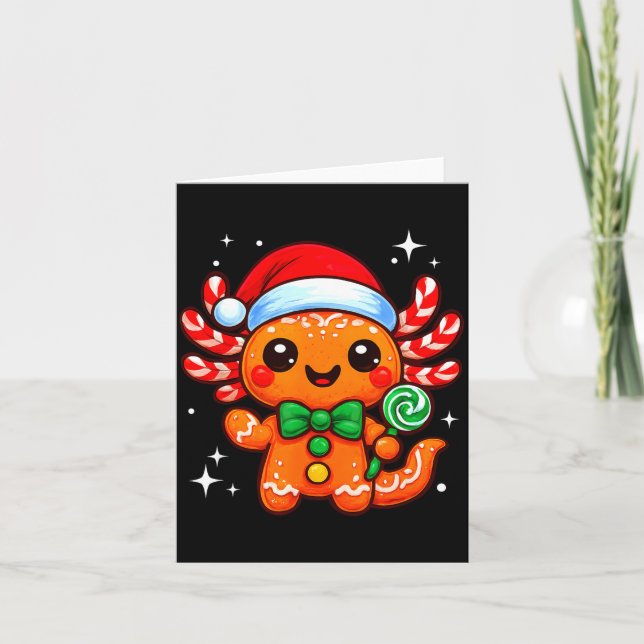 Axolotl Xmas Hat Santa Cute Funny Christmas Pajama Card (Front)